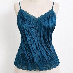 Y2K Blue Lace Trim Camisole